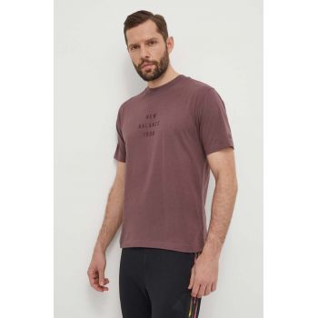 New Balance tricou din bumbac barbati, culoarea violet, cu imprimeu, MT41519LIE