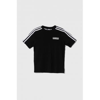 adidas Originals tricou de bumbac pentru copii culoarea negru, cu imprimeu