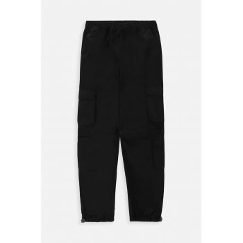 Coccodrillo pantaloni de bumbac pentru copii culoarea negru, neted