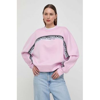 Karl Lagerfeld bluza femei, culoarea roz, cu imprimeu