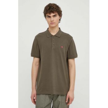 Levi's polo de bumbac culoarea verde, neted