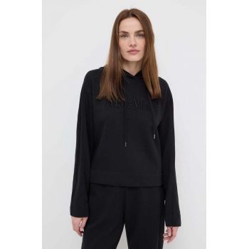 Max Mara Leisure bluză femei, culoarea negru, cu glugă, imprimeu 2416920000000