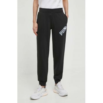 Puma pantaloni de trening culoarea negru, cu imprimeu 677895