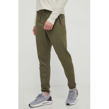 Under Armour pantaloni de trening culoarea verde, neted