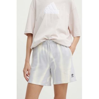 adidas Originals pantaloni scurti din bumbac culoarea gri, modelator, high waist, IU2484