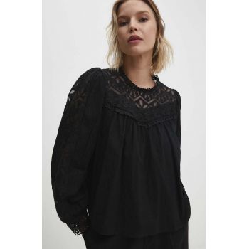 Answear Lab bluza femei, culoarea negru, cu imprimeu