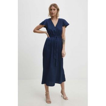 Answear Lab rochie culoarea albastru marin, midi, evazati