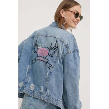 Chiara Ferragni geacă din denim PUNK femei, de tranziție, oversized, 76CBS414