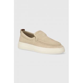 Gant mocasini din piele intoarsa Lawill femei, culoarea bej, cu toc plat, 28573565.G24