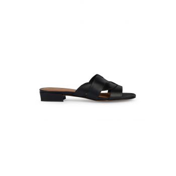 Geox slapi de piele D NEW ERAKLIA 15 femei, culoarea negru, cu toc drept, D4580A 00043 C9999