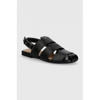 JW Anderson sandale de piele Fisherman Sandal femei, culoarea negru, ANW42215A