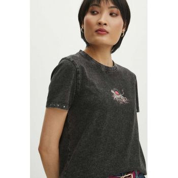 Medicine tricou din bumbac femei, culoarea negru