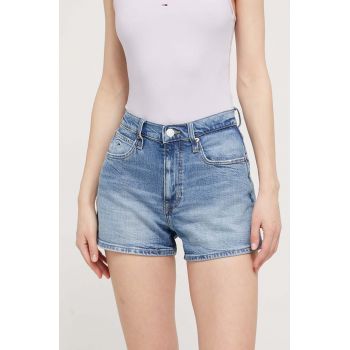 Tommy Jeans pantaloni scurți femei, uni, high waist DW0DW17642