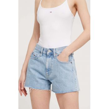 Tommy Jeans pantaloni scurți femei, uni, high waist DW0DW17644