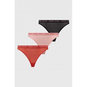 Tommy Jeans tanga 3-pack culoarea negru UW0UW05010 ieftini