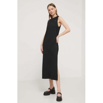 Vans rochie din bumbac culoarea negru, midi, evazati