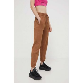 adidas by Stella McCartney pantaloni de trening culoarea maro, neted, IU0875