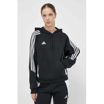 adidas Performance hanorac de antrenament Tiro24 culoarea negru, cu glugă, cu imprimeu, IJ5607