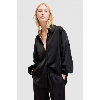 AllSaints camasa CHARLI JACQ SHIRT femei, culoarea negru, cu guler clasic, relaxed, W084PA