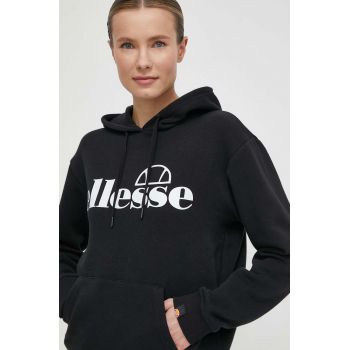 Ellesse bluza Lyara OH Hoody femei, culoarea negru, cu glugă, cu imprimeu, SGP16455