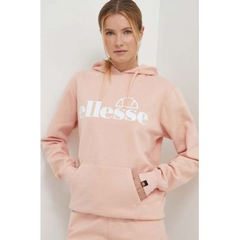 Ellesse bluza Lyara OH Hoody femei, culoarea roz, cu glugă, cu imprimeu, SGP16455