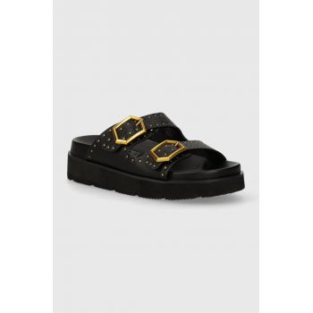 Pepe Jeans papuci PLS90662 femei, culoarea negru, cu platforma, POLA STUDS