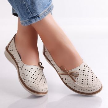 Pantofi dama casual Bej/Kaki din Piele Ecologica Norte