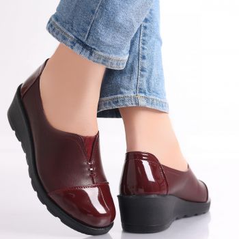 Pantofi dama casual Bordo din Piele Ecologica Rosiri