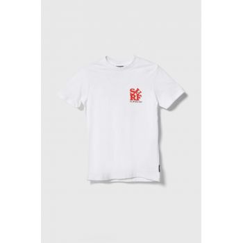 Quiksilver tricou de bumbac pentru copii SURF SS BOE culoarea alb, cu imprimeu