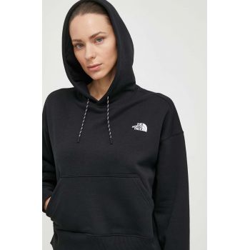 The North Face bluza femei, culoarea negru, cu glugă, cu imprimeu, NF0A87FKJK31