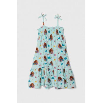 zippy rochie din bumbac pentru copii x Disney culoarea turcoaz, mini, evazati de firma originala