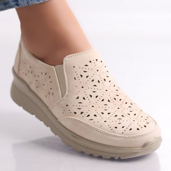 Pantofi dama casual Bej din Piele Ecologica Corza