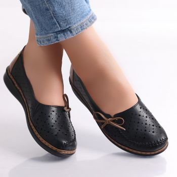 Pantofi dama casual Negru/Kaki din Piele Ecologica Norte