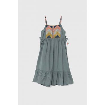 zippy rochie cu amestec de in pentru copii culoarea turcoaz, midi, evazati ieftina