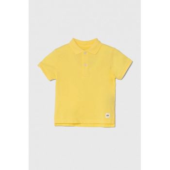 zippy tricouri polo din bumbac pentru copii culoarea galben, neted