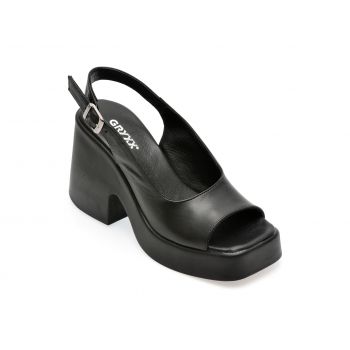 Sandale casual GRYXX negre, 135555, din piele naturala