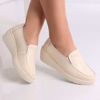 Pantofi dama casual Bej din Piele Naturala Molida