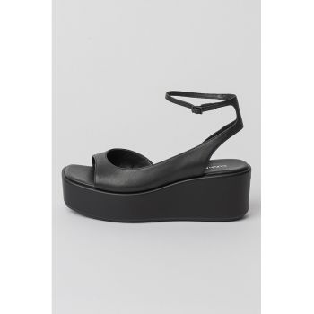 Sandale wedge din piele