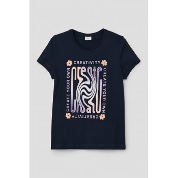 Tricou de bumbac cu imprimeu grafic si text