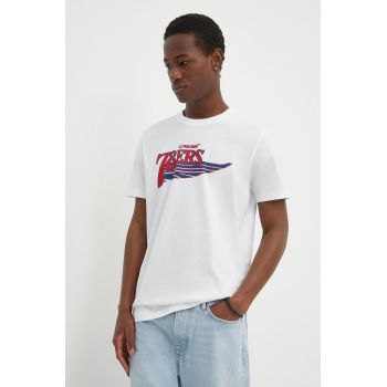 Diesel tricou din bumbac T-DIEGOR-K75 bărbați, culoarea alb, cu imprimeu, A12503.0GRAI