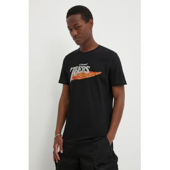 Diesel tricou din bumbac T-DIEGOR-K75 bărbați, culoarea negru, cu imprimeu, A12503.0GRAI