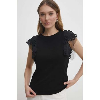 Answear Lab bluza femei, culoarea negru, cu imprimeu