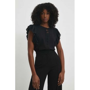 Answear Lab bluza femei, culoarea negru, cu imprimeu