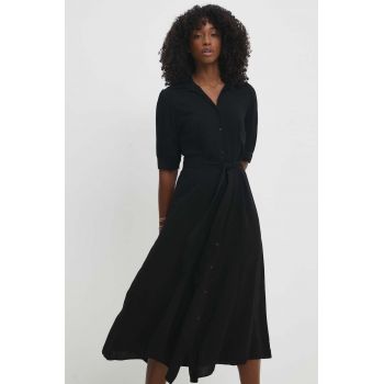 Answear Lab rochie culoarea negru, midi, evazati