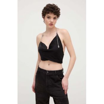 Diesel top femei, culoarea negru, cu spate descoperit A12872.0JNAC