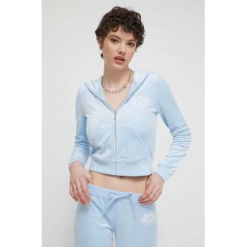 Juicy Couture bluză din velur cu glugă, cu imprimeu