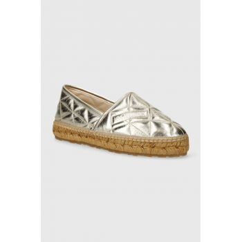 Love Moschino espadrile de piele culoarea auriu, JA10582G0IIF0900