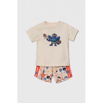 adidas Originals set de bumbac pentru bebelusi culoarea bej