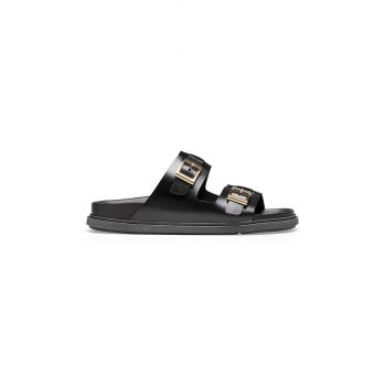 Birkenstock slapi de piele St Barths femei, culoarea negru, 1025245