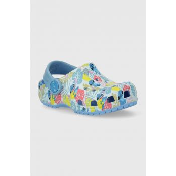 Crocs slapi copii STITCH CLASSIC CLOG culoarea turcoaz